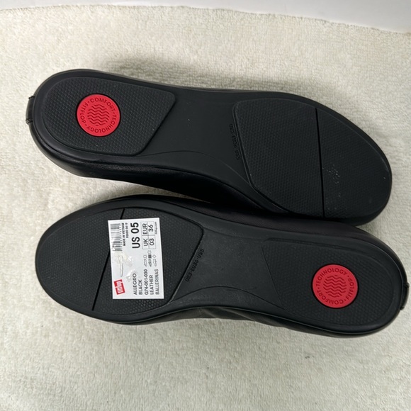 Fitflop Black Leather Allegro Ballerina Flat Size 5 - Picture 10 of 13